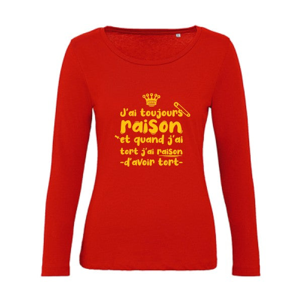 J'ai toujours raison jaune Or |   T shirt manches longues femme|100% bio