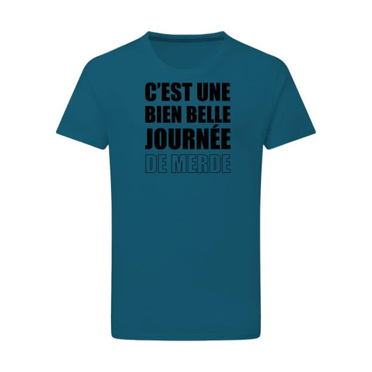 Journée de m... noir -Flex noir sur T-shirt SG  Petrol  2XL