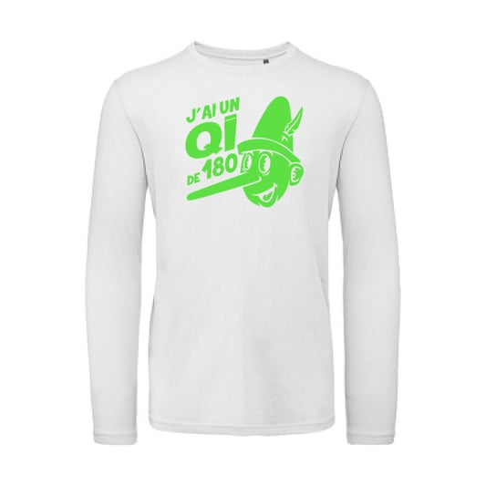 Quotient intellectuel Vert fluo |T shirt bio homme rigolo manches longues