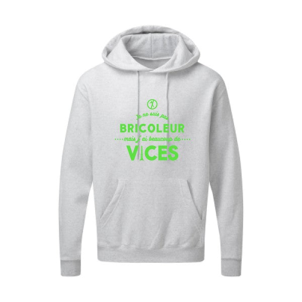 JE NE SUIS PAS BRICOLEUR Vert fluo |Sweat capuche imprimé homme