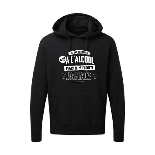 Non à l'alcool  |Sweat  capuche humoristique Blanc 