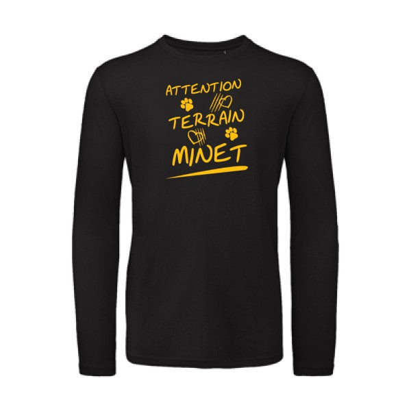 Attention Terrain Minet jaune Or |T-shirt bio manches longues