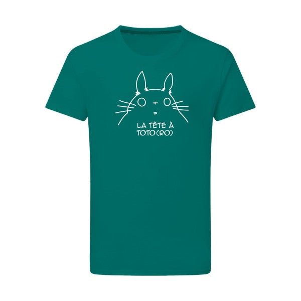 La tête à Toto(ro) -Flex noir sur T-shirt SG  Emerald Green  2XL