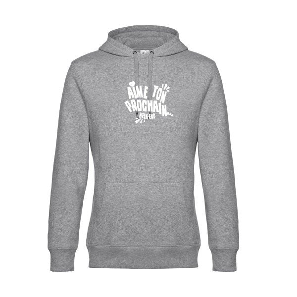 Aime-ton-prochain sweat shirt original Heather Grey flex Blanc impression Face