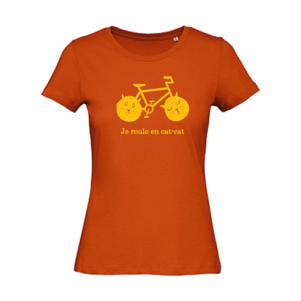 T shirt humour bio femme   femme bio|cat-cat bike jaune Or 