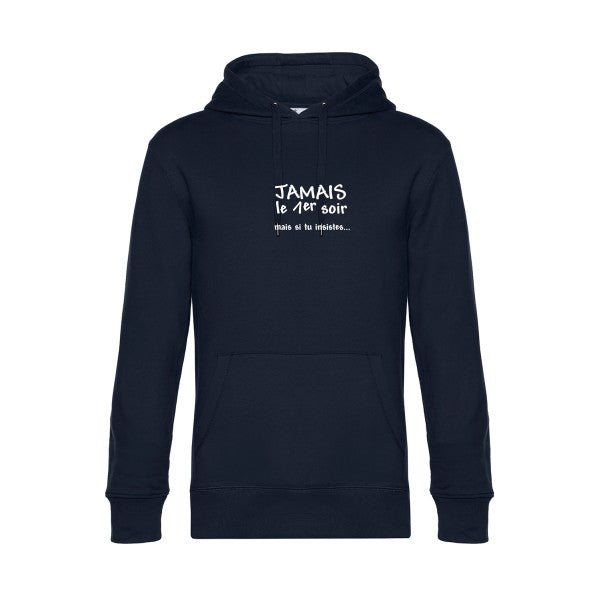 JAMAIS... sweat shirt original Navy Blue flex Blanc impression Face