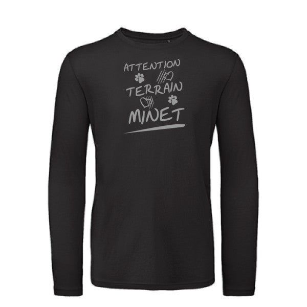 Attention Terrain Minet Gris |T-shirt bio manches longues