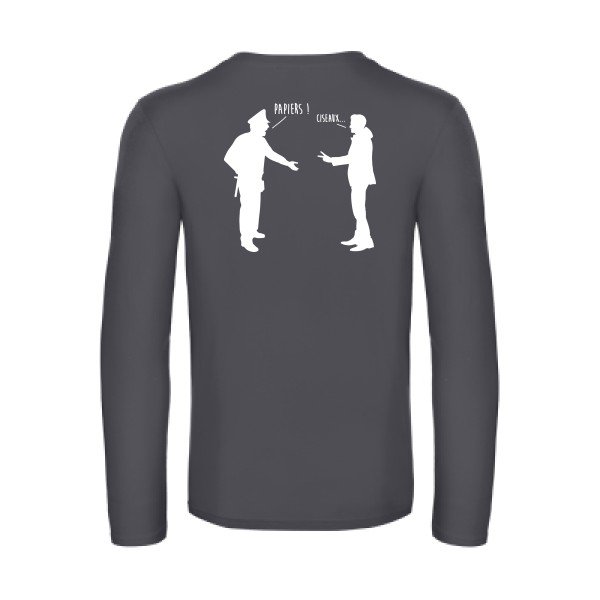 chifoumi - t shirt- manches- longues- original- humour- Dark Grey impression Dos