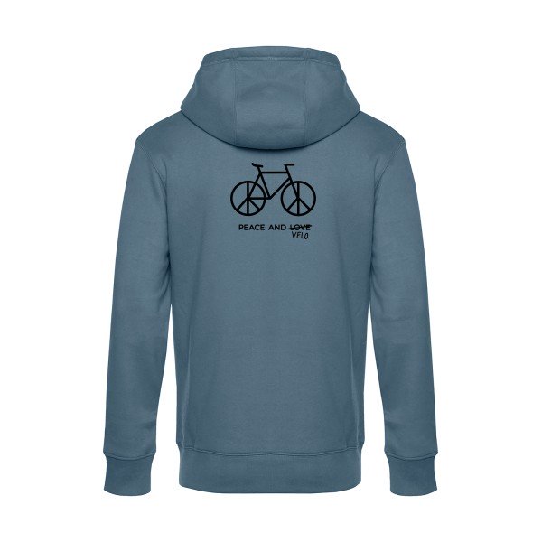 Peace-and-velo sweat shirt original nordic blue flex Noir impression Dos