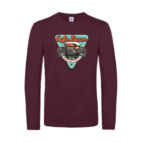 cafe-racer-t-shirt-manches-longues-original-humour -Burgundy