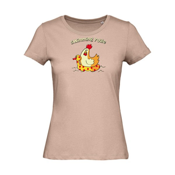 swimming-poule- - t-shirt original femme Millennial Pink