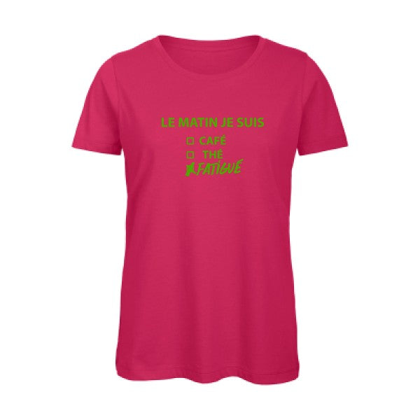 T shirt humour bio femme   femme bio|Le matin je suis... Vert pomme 