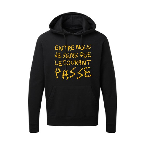 Entre nous, je sens que le courant passe ! |Sweat  capuche humoristique jaune Or 