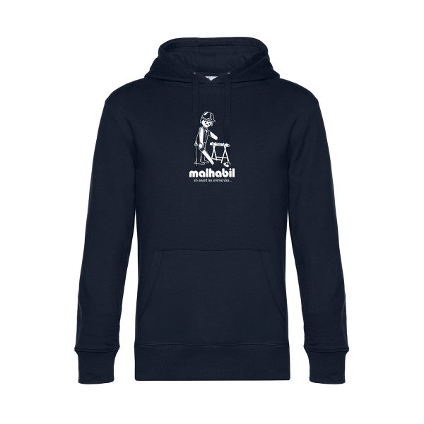 Malhabil... sweat shirt original Navy Blue flex Blanc impression Face