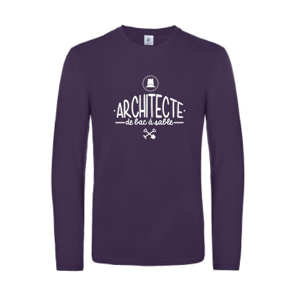 architecte de bac a sable - t shirt- manches- longues- original- humour- Urban Purple impression Face