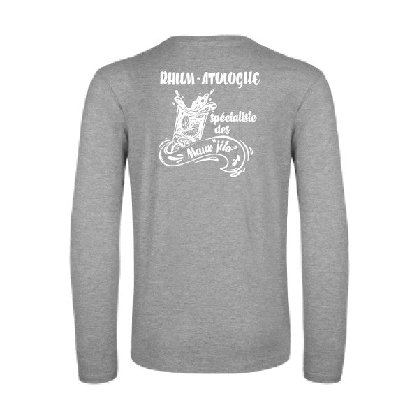 rhum atologue - t shirt- manches- longues- original- humour- Sport Grey impression Dos