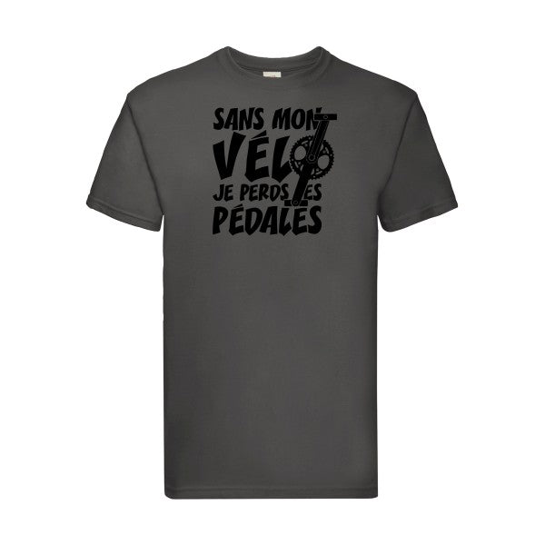 T-shirt|Sans mon vélo, je perds les pédales ! |Noir  |Fruit of the loom 205  G