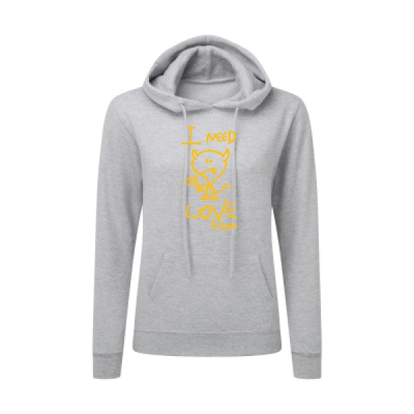 LOVER jaune Or |Sweat original à capuche Femme