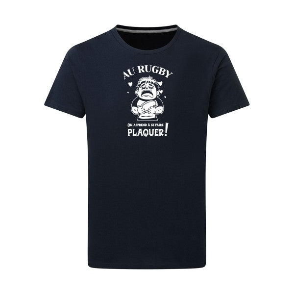 Au rugby, on apprend à se faire plaquer ! - Flex Blanc Tshirt original Navy  5XL