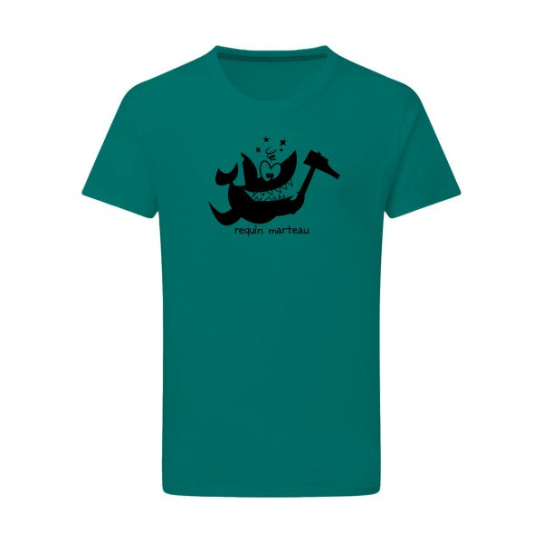 Requin marteau noir -Flex noir sur T-shirt SG  Emerald Green  2XL