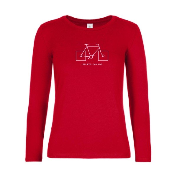 t-shirt lsl femme I-believe-I-can-ride Red flex Rose