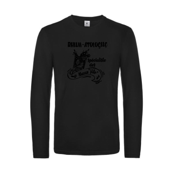 rhum atologue - t shirt- manches- longues- original- humour- Black impression Face