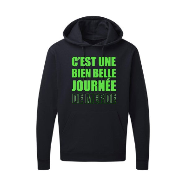 Journée de m... Vert fluo |Sweat capuche imprimé homme