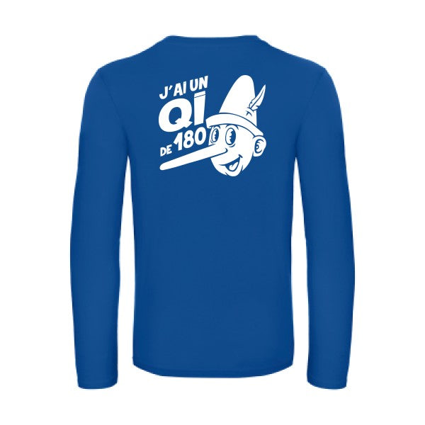 quotient intellectuel - t shirt- manches- longues- original- humour- Royal Blue impression Dos