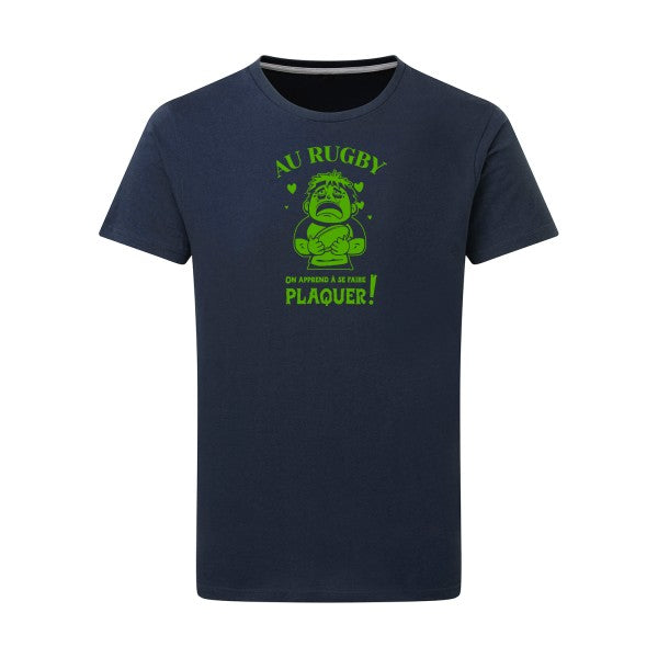 Au rugby, on apprend à se faire plaquer ! - Flex Vert pomme Tshirt original Denim  XL