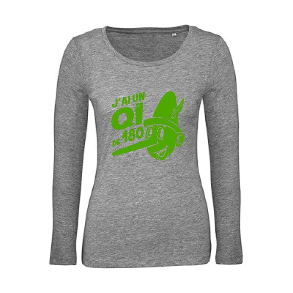 Quotient intellectuel Vert pomme |   T shirt manches longues femme|100% bio