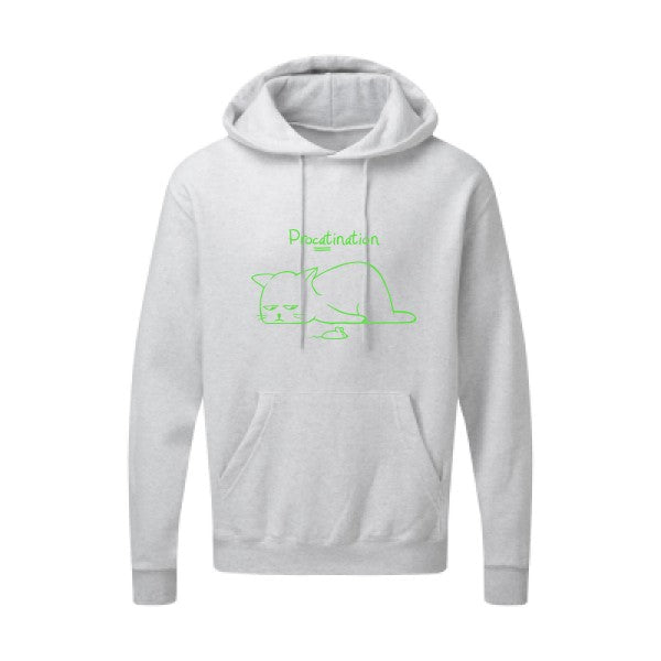 Procatination Vert fluo |Sweat capuche imprimé homme