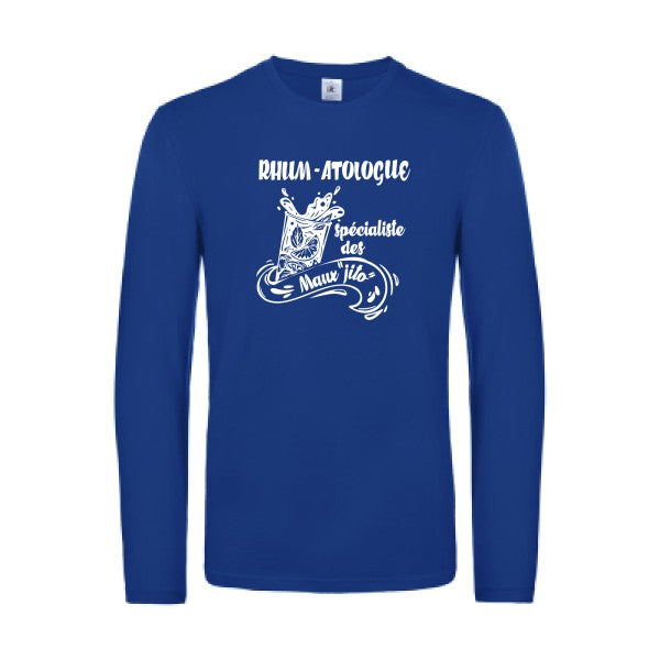 rhum atologue - t shirt- manches- longues- original- humour- Royal Blue impression Face