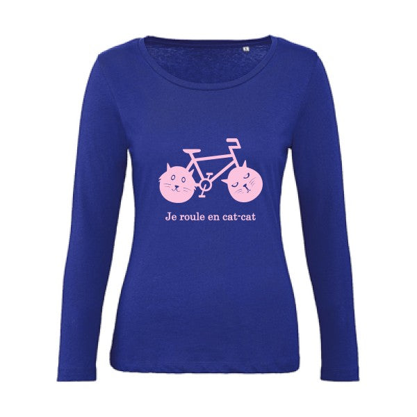 cat-cat bike Rose |   T shirt manches longues femme|100% bio