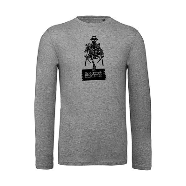 Y a-t-il une vie avant la mort ? Noir |T shirt bio homme rigolo manches longues