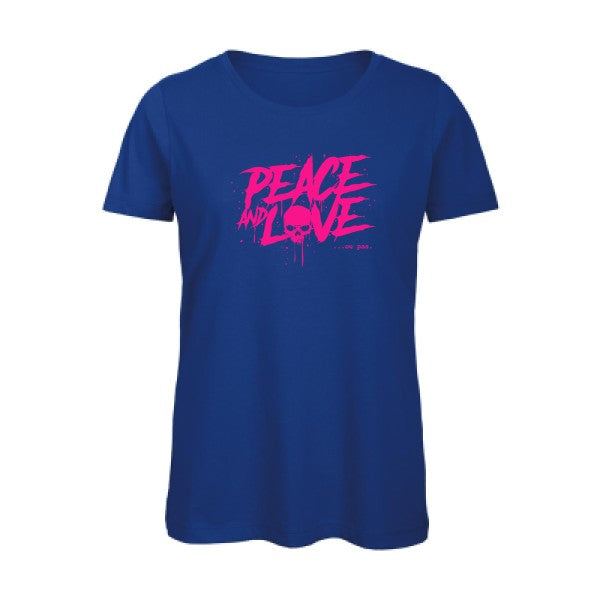 T shirt humour bio femme   femme bio|Peace or no peace Rose Fluo 