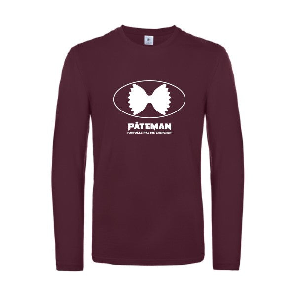 pateman - t shirt- manches- longues- original- humour- Burgundy impression Face