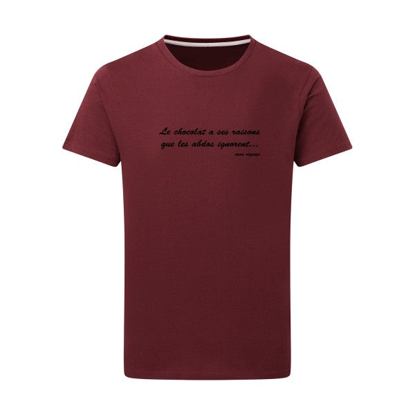 Le chocolat a ses raisons noir -Flex noir sur T-shirt SG  Burgundy  2XL