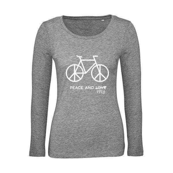 Peace and vÃ©lo Blanc |   T shirt manches longues femme|100% bio