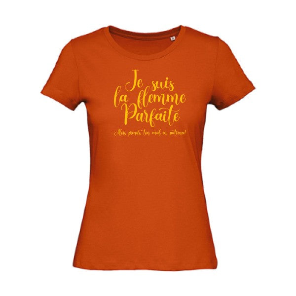 T shirt humour bio femme   femme bio|La flemme parfaite jaune Or 