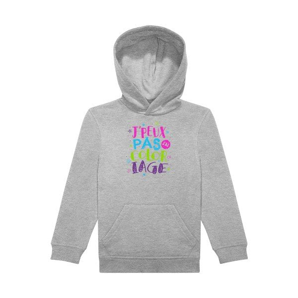 sweat capuche enfant Sports Grey J-peux-pas-j-ai-coloriage