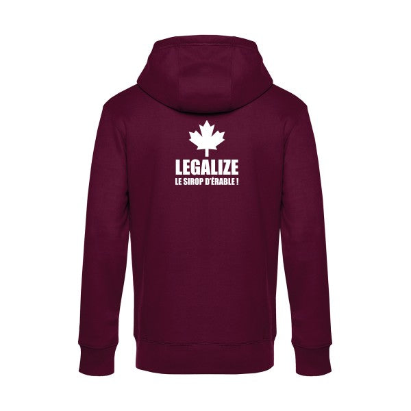 Legalize-le-sirop-d-erable sweat shirt original Burgundy flex Blanc impression Dos