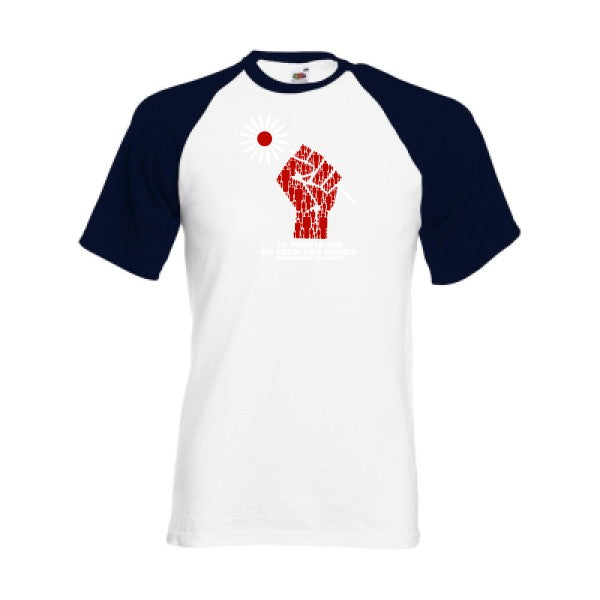 T-shirt fruit of the loom baseball  Resistance Pacifiste  couleur White/Deep Navy