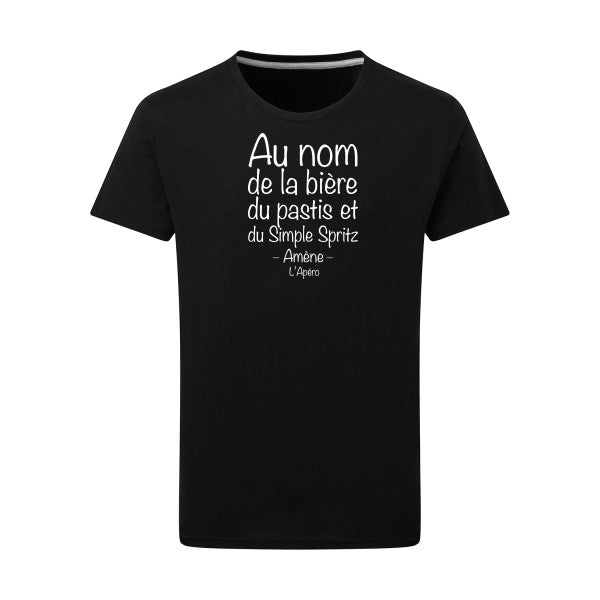 prière de l'apéro Blanc -Flex Blanc sur T-shirt SG  Dark Black  4XL