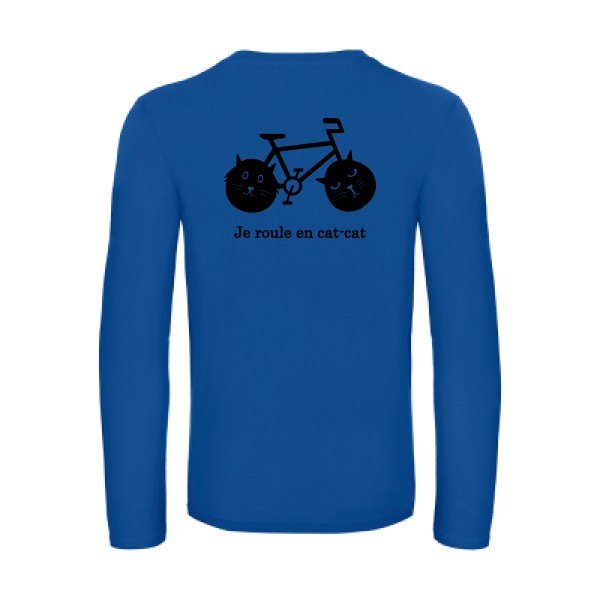 cat cat bike - t shirt- manches- longues- original- humour- Royal Blue impression Dos