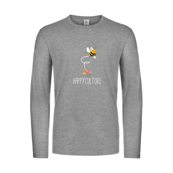 happy-t-shirt-manches-longues-original-humour -Sport Grey
