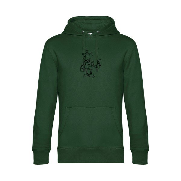 Robot-&-Bird sweat shirt original Bottle Green flex Noir impression Face