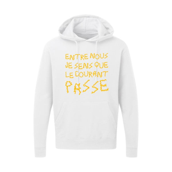 Entre nous, je sens que le courant passe ! |Sweat  capuche humoristique jaune Or 