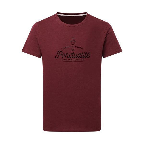 La Ponctualité noir -Flex noir sur T-shirt SG  Burgundy  2XL