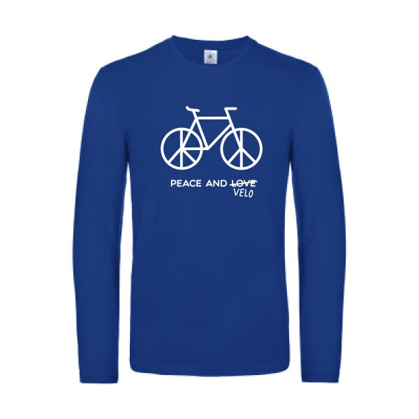 peace and velo - t shirt- manches- longues- original- humour- Royal Blue impression Face