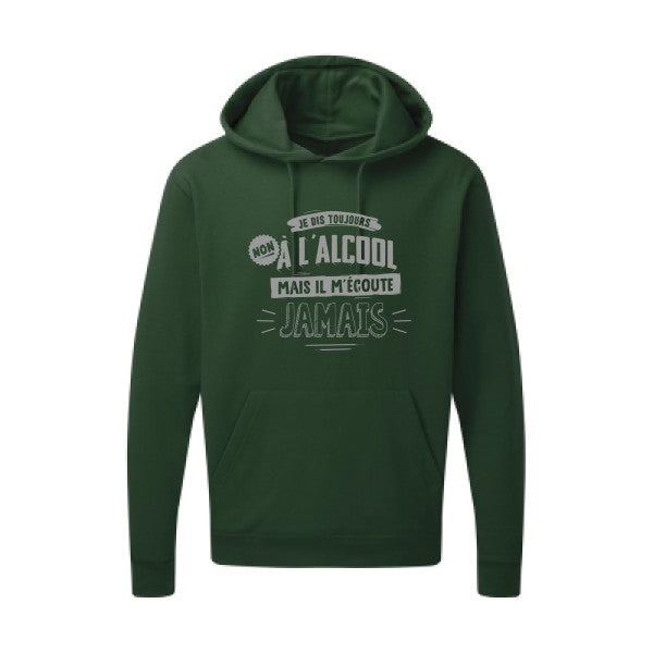 Non à l'alcool  |Sweat  capuche humoristique Gris 